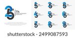 anniversary vector design set with blue and black color can be use for special moment