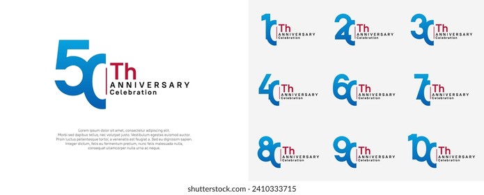 anniversary vector design set blue and red color for celebration day