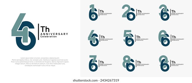 anniversary vector design set with blue color can be use for special moment