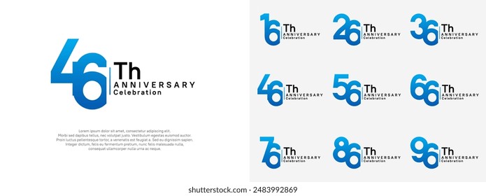 anniversary vector design set blue and black color for celebration day