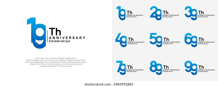 anniversary vector design set blue and black color for celebration day