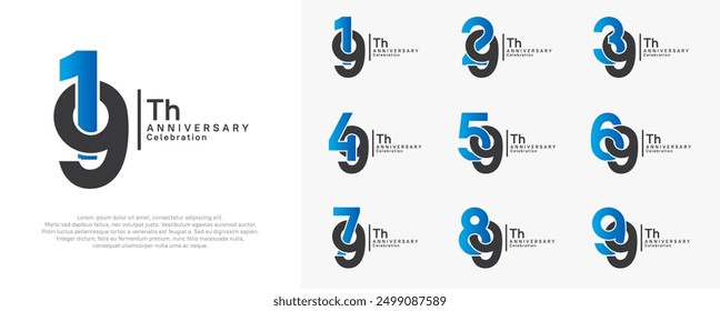 El sistema del diseño del Vector del aniversario con el color azul y negro se puede utilizar para el momento especial