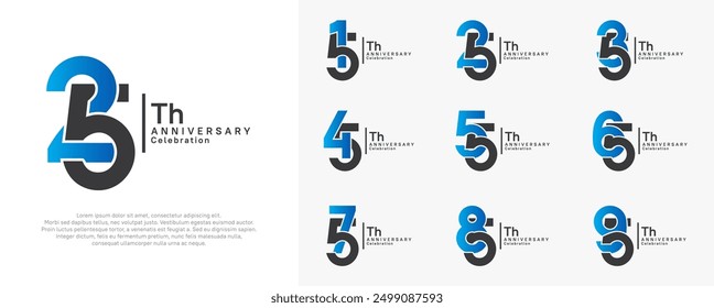 anniversary vector design set with blue and black color can be use for special moment