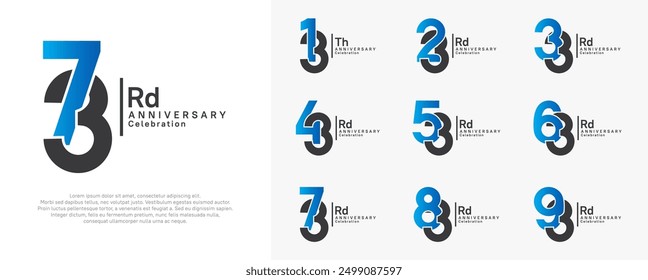 anniversary vector design set with blue and black color can be use for special moment