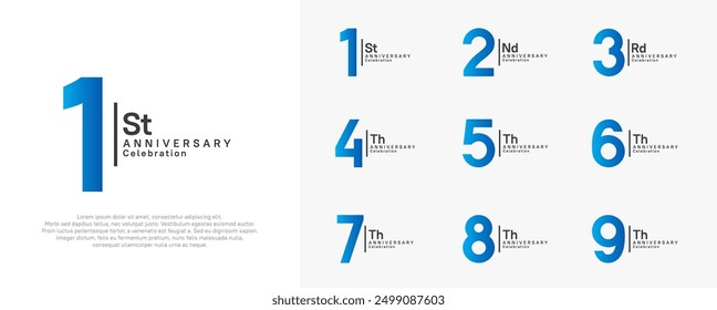 El sistema del diseño del Vector del aniversario con el color azul y negro se puede utilizar para el momento especial
