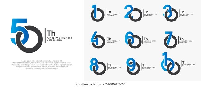 anniversary vector design set with blue and black color can be use for special moment