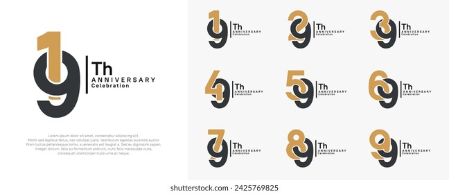 anniversary vector design set with brown and black color can be use for special moment