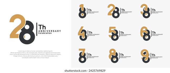 anniversary vector design set with brown and black color can be use for special moment