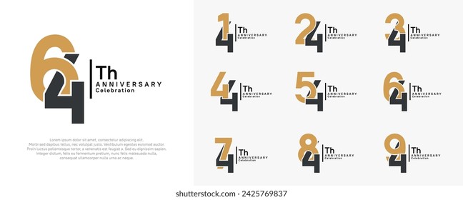 el conjunto de diseño vectorial de aniversario con color marrón y negro se puede utilizar para un momento especial