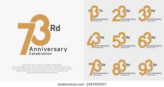 anniversary vector design set with brown and black color for special moment celebration