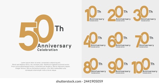 anniversary vector design set with brown and black color for special moment celebration