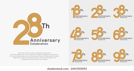 anniversary vector design set with brown and black color for special moment celebration