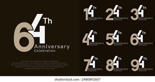 Jubiläums-Vektorgrafik-Design-Set mit Braun und Weiß für besondere Momentenfeier