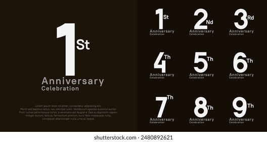 anniversary vector design set with brown and white color for special moment celebration