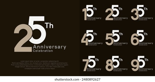 anniversary vector design set with brown and white color for special moment celebration