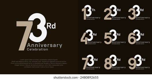 Jubiläums-Vektorgrafik-Design-Set mit Braun und Weiß für besondere Momentenfeier