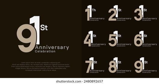 anniversary vector design set with brown and white color for special moment celebration