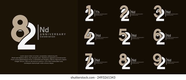 anniversary vector design set with brown and white color can be use for special moment