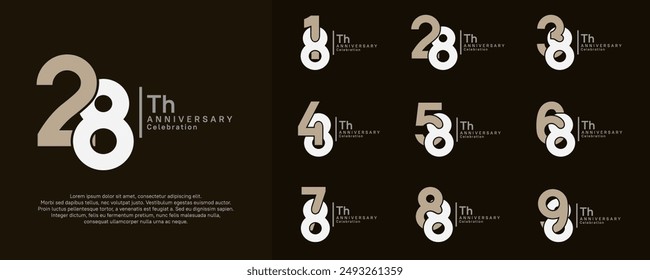 el diseño del Vector del aniversario fijado con el color marrón y blanco se puede utilizar para el momento especial