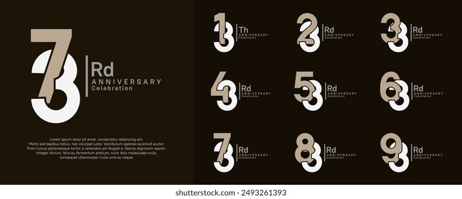 anniversary vector design set with brown and white color can be use for special moment