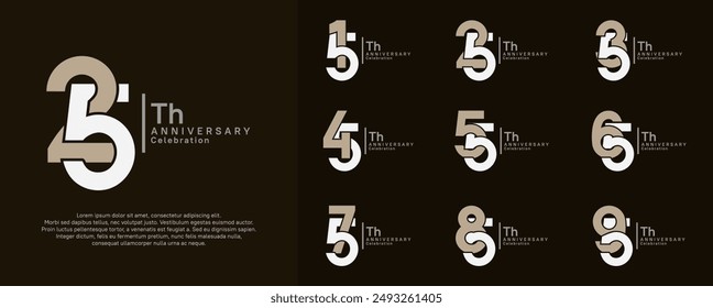 Jubiläums-Vektorgrafik-Design-Set mit Braun und Weiß kann für besondere Augenblicke verwendet werden
