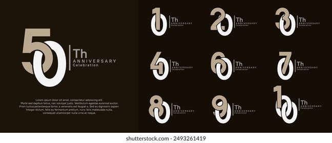 anniversary vector design set with brown and white color can be use for special moment