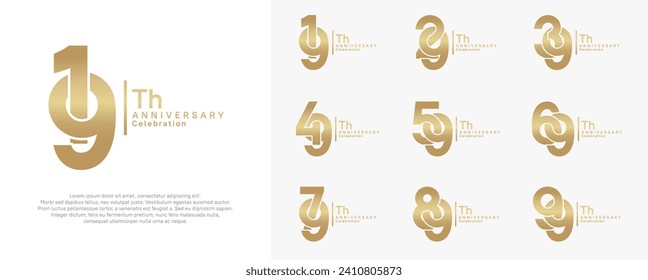 anniversary vector design set with gold color can be use for special moment