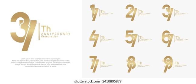 anniversary vector design set with gold color can be use for special moment