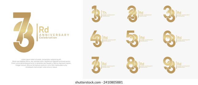 anniversary vector design set with gold color can be use for special moment