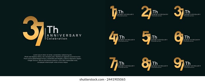 anniversary vector design set gold and silver color for celebration day