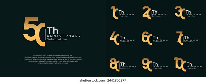 anniversary vector design set gold and silver color for celebration day