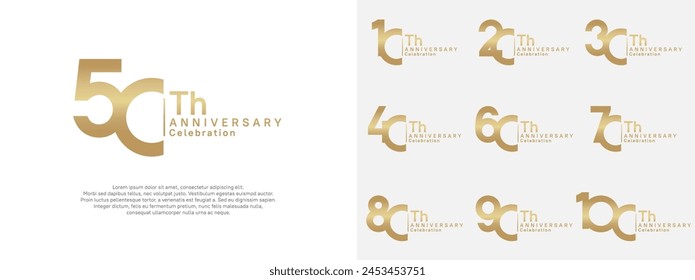 anniversary vector design set gold color for celebration day