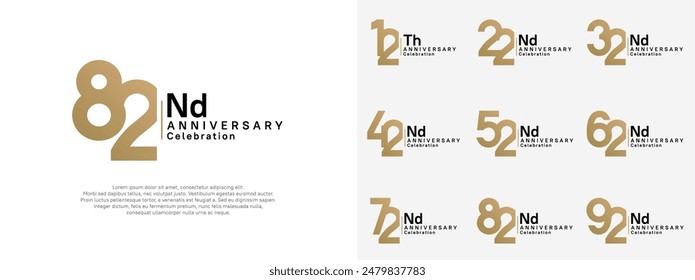 anniversary vector design set gold and black color for celebration day