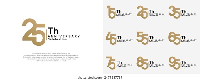 anniversary vector design set gold and black color for celebration day