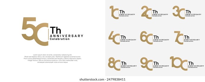 Jubiläums-Vektorgrafik-Design-Set in Gold und Schwarz für den Feiertag