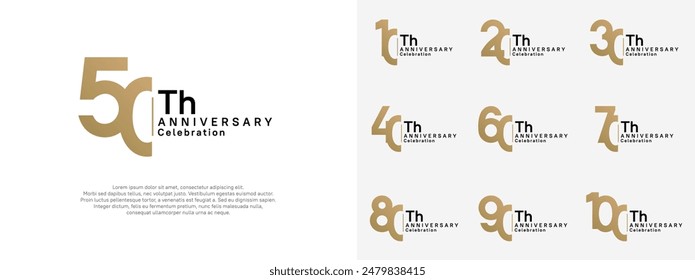 anniversary vector design set gold and black color for celebration day