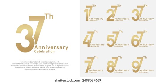 anniversary vector design set with gold color for special moment celebration