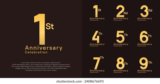 anniversary vector design set with golden color for special moment celebration