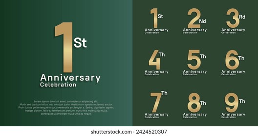 anniversary vector design set with golden and white color for special moment celebration