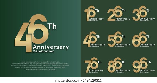 anniversary vector design set with golden and white color for special moment celebration