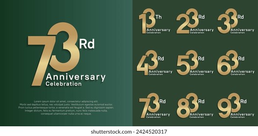 anniversary vector design set with golden and white color for special moment celebration