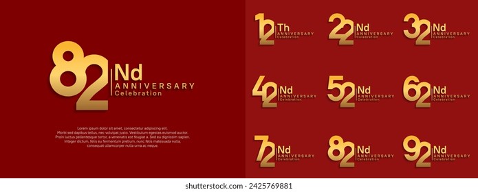 anniversary vector design set golden color for celebration day
