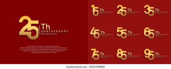 anniversary vector design set golden color for celebration day