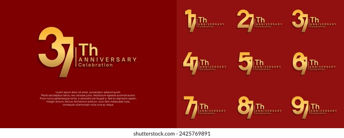 anniversary vector design set golden color for celebration day