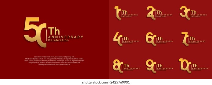 Jubiläums-Vektor-Design-Set goldene Farbe für Feiertag