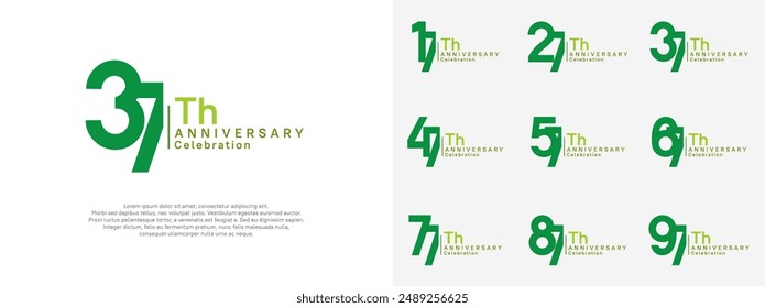 anniversary vector design set green color for celebration day