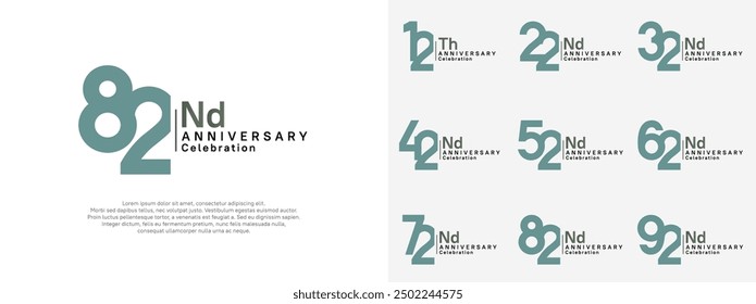 anniversary vector design set green and black color for celebration day