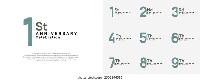 anniversary vector design set green and black color for celebration day