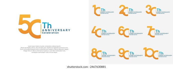 diseño de Vector de aniversario conjunto de color naranja y azul para el día de la celebración