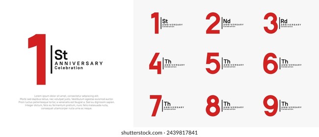 anniversary vector design set with red color can be use for special moment